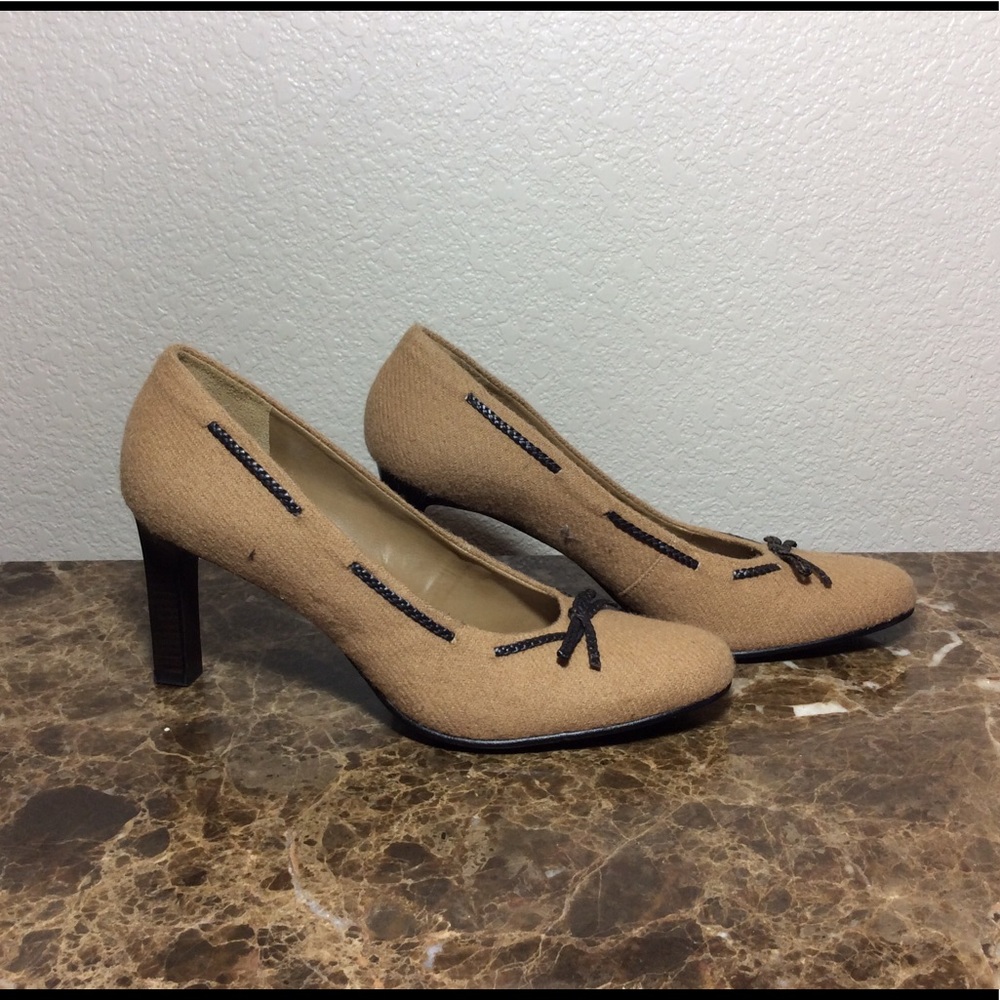 Ralph Lauren Nora Wool Heel Leather Bow Detail - Picture 1 of 5